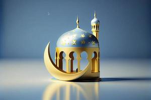 3d illustration of a mosque with golden moon and stars ornament photo