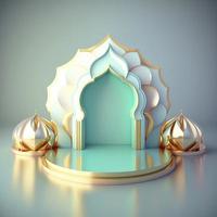 3D Realistic Rendering Ramadan Scene Islamic Podium background for Product Display photo