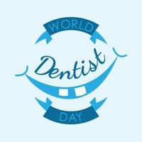 día mundial del dentista ilustración vectorial emblema de fondo vector