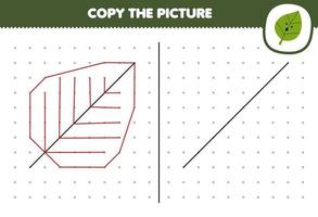 juego de educación para niños copiar imagen de hoja de dibujos animados lindo conectando la hoja de trabajo de naturaleza imprimible de punto vector