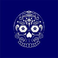 vector de cráneo mexicano con patrón. bosquejo del diseño del tatuaje del cráneo del estilo del tatuaje de la vieja escuela. ilustración en blanco y negro. ilustración de calavera mexicana