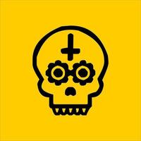 vector de cráneo mexicano con patrón. bosquejo del diseño del tatuaje del cráneo del estilo del tatuaje de la vieja escuela. ilustración en blanco y negro. ilustración de calavera mexicana