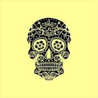 vector de cráneo mexicano con patrón. bosquejo del diseño del tatuaje del cráneo del estilo del tatuaje de la vieja escuela. ilustración en blanco y negro. ilustración de calavera mexicana