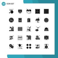 paquete de iconos de vector de stock de 25 signos y símbolos de línea para monitor de casa de habitación elementos de diseño de vector editables de amor en casa