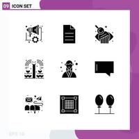 User Interface Pack of 9 Basic Solid Glyphs of manager designer business evaluation plant grower Editable Vector Design Elements