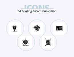 Diseño de iconos del paquete de iconos de 5 glifos de impresión y comunicación en 3d. satélite. radiodifusión. estructurado. transmisión. impresión vector