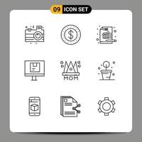 Universal Icon Symbols Group of 9 Modern Outlines of love shipping metrics online delivery Editable Vector Design Elements