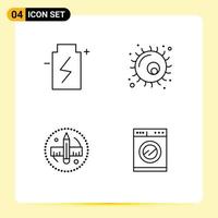 4 Creative Icons Modern Signs and Symbols of battery creative energy biology ruler Editable Vector Design Elements