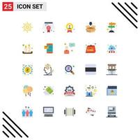 Mobile Interface Flat Color Set of 25 Pictograms of save box web quality arrow employee Editable Vector Design Elements