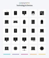 Creative Devices 25 Glyph Solid Black icon pack  Such As shield. laptop. startup. motherboard. computer vector