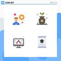 4 concepto de icono plano para sitios web móviles y desarrolladores de aplicaciones marketing árbol comercial y elementos de diseño vectorial editables vector