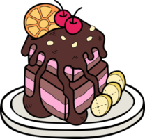 bolo de chocolate desenhado à mão com ilustração de limão png