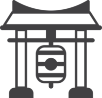 Japanese temple arch illustration in minimal style png