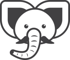 elephant face illustration in minimal style png