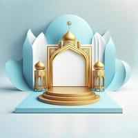 3d render illustration of mosque stage for podium or ramadan product display photo