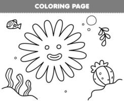 Education game for children coloring page of cute cartoon urchin line art printable underwater worksheet vector