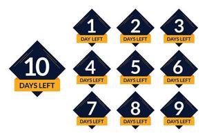 1 To 10 days left countdown vector element with banner design.