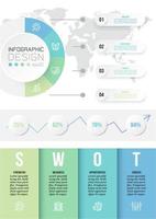 plantilla de infografía de concepto de negocio con análisis foda. vector