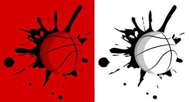 ball for basketball hit the wall with splashes. Sport equipment. Team sports in America. Active lifestyle. Vector