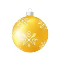 Yellow Christmas tree toy or ball Volumetric and realistic color illustration vector