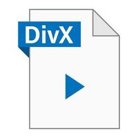 diseño plano moderno de icono de archivo divx para web vector