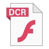 diseño plano moderno del icono de archivo dcr para web vector