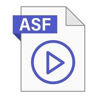 diseño plano moderno de icono de archivo asf para web vector