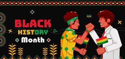 Black history month, illustration of man and woman shaking hands encouraging vector