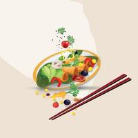 deliciosa comida saludable y restaurantes tradicionales, cocina, menú, ilustración vectorial vector