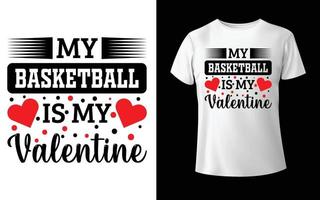 mi baloncesto es diseño de camiseta de san valentín vector