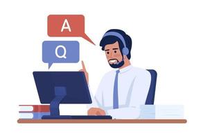 Live chat operator semi flat color vector character. Editable figure. Full body person on white. Simple cartoon style illustration for web graphic design and animation
