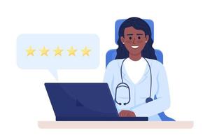 Online doctor reviews semi flat color vector character. Editable figure. Full body person on white. Internet appointment simple cartoon style illustration for web graphic design and animation