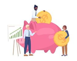 Positive financial performance semi flat color vector characters. Editable figures. Full body people on white. Company management simple cartoon style illustration for web graphic design and animation