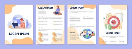 Remote worker flat vector brochure template. Boost income booklet, leaflet printable flat color designs. Editable magazine page, reports kit with text space