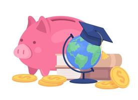 Savings for prestige university semi flat color vector objects. Editable elements. Items on white. Education abroad. Self goal simple cartoon style illustration for web graphic design and animation