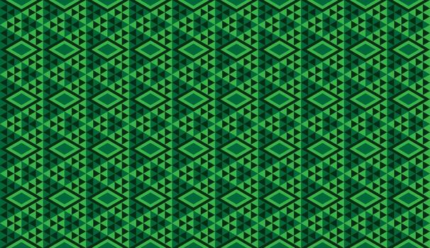 Abstract Green Triangles Ornament, Triangular Shapes Wallpaper. Geometric Seamless Pattern Design Template. vector