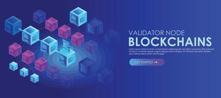 block validator node blockchain isometric vector