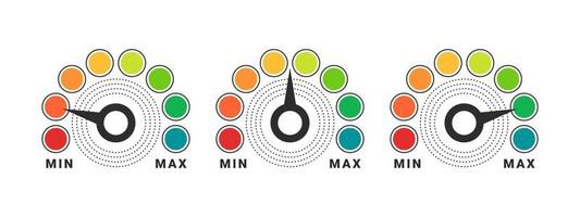 Measuring scale. Indicator sign. Efficiency meter. Risk meter. Performance measurement concept. Vector illustration