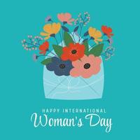 Happy Women's Day. Envelope with bouquet of flowers vector