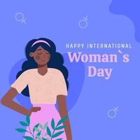 feliz día de la mujer. mujer afroamericana de pie vector