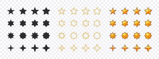 conjunto de estrellas colección de iconos de estrellas. diferentes formas de estrellas. iconos vectoriales vector