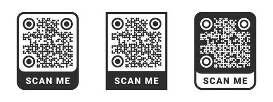 QR code icons. Quick Response codes. Barcode sign. QR code for mobile app. Vector images