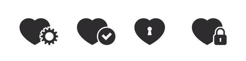 Heart icons with different signs. Heart icon shape. Vector illustration