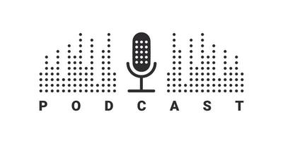 Podcast logo. Audio record icon. Podcast radio sign. Microphone icon. Vector illustration