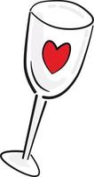 Isolated Wine Glass with heart on it. Valentine's day graphic. vector