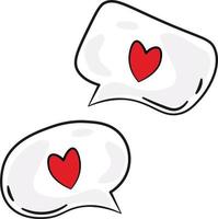Lindas burbujas de chat o globos de chat con icono de corazón. iconos de ui ux de alerta de mensaje de amor. gráfico del día de san valentín. vector