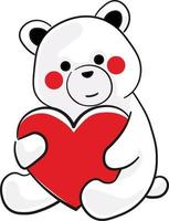 Giant Teddy Bear Holding a Red Heart. Cuddle bear graphic for Valentines day vector