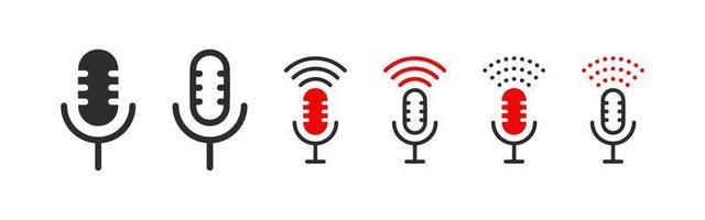 conjunto de iconos de micrófono. icono o logotipo del micrófono. señales de micrófono de podcast. iconos vectoriales vector