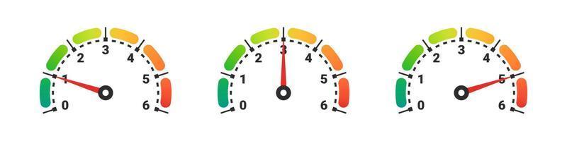 Pressure scale. Mood scale. Satisfaction indicator. Performance measurement client satisfaction. Vector illustration
