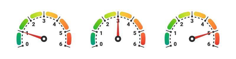 Pressure scale. Mood scale. Satisfaction indicator. Performance measurement client satisfaction. Vector illustration